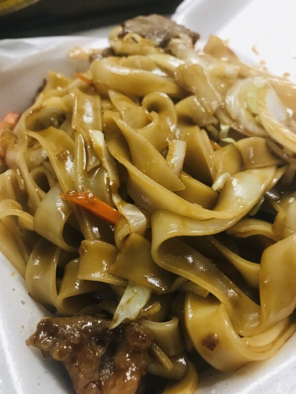 Beef Chow Fun Noodles (stir fried)